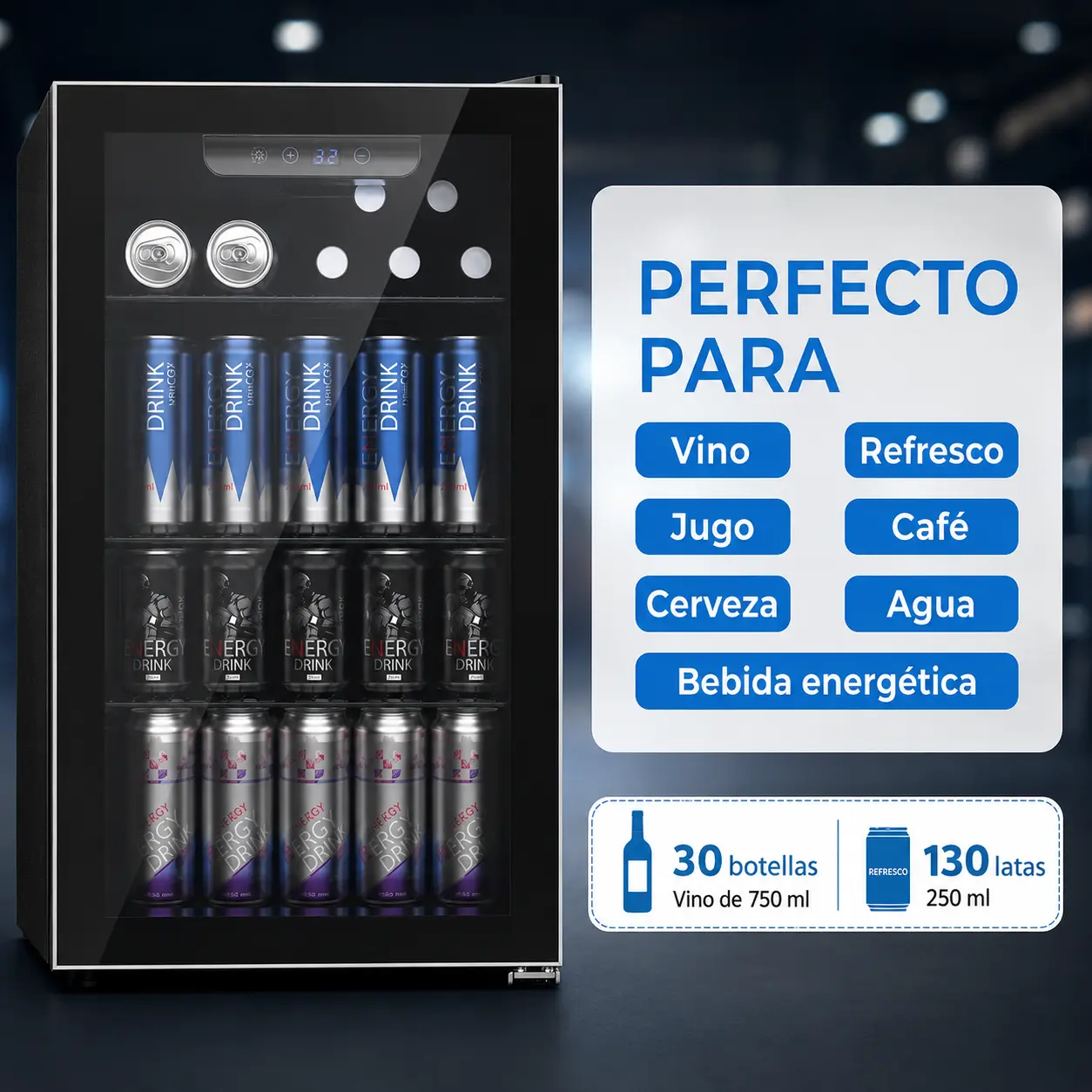 Glacier Home Mini Nevera Premium 91 L con iluminación ambiental LED — imagen 3
